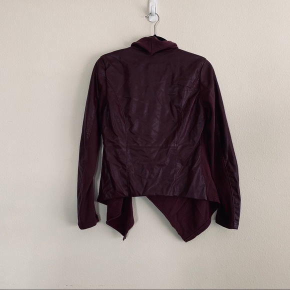 BLANKNYC Faux Leather Burgundy Asymmetrical Jacket - Picture 5 of 5